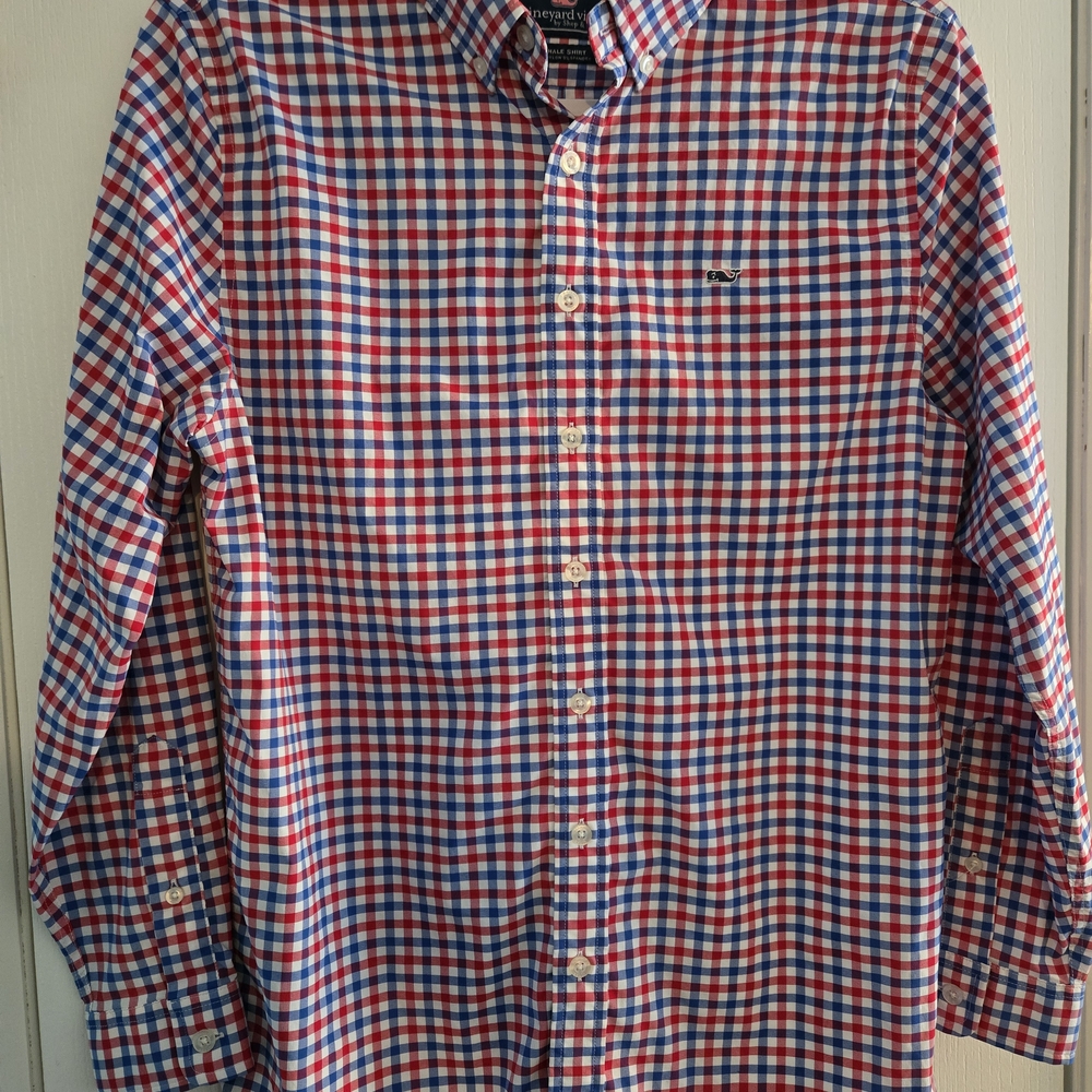 Vineyard Vines Red and Blue Checkered Button Down Shirt